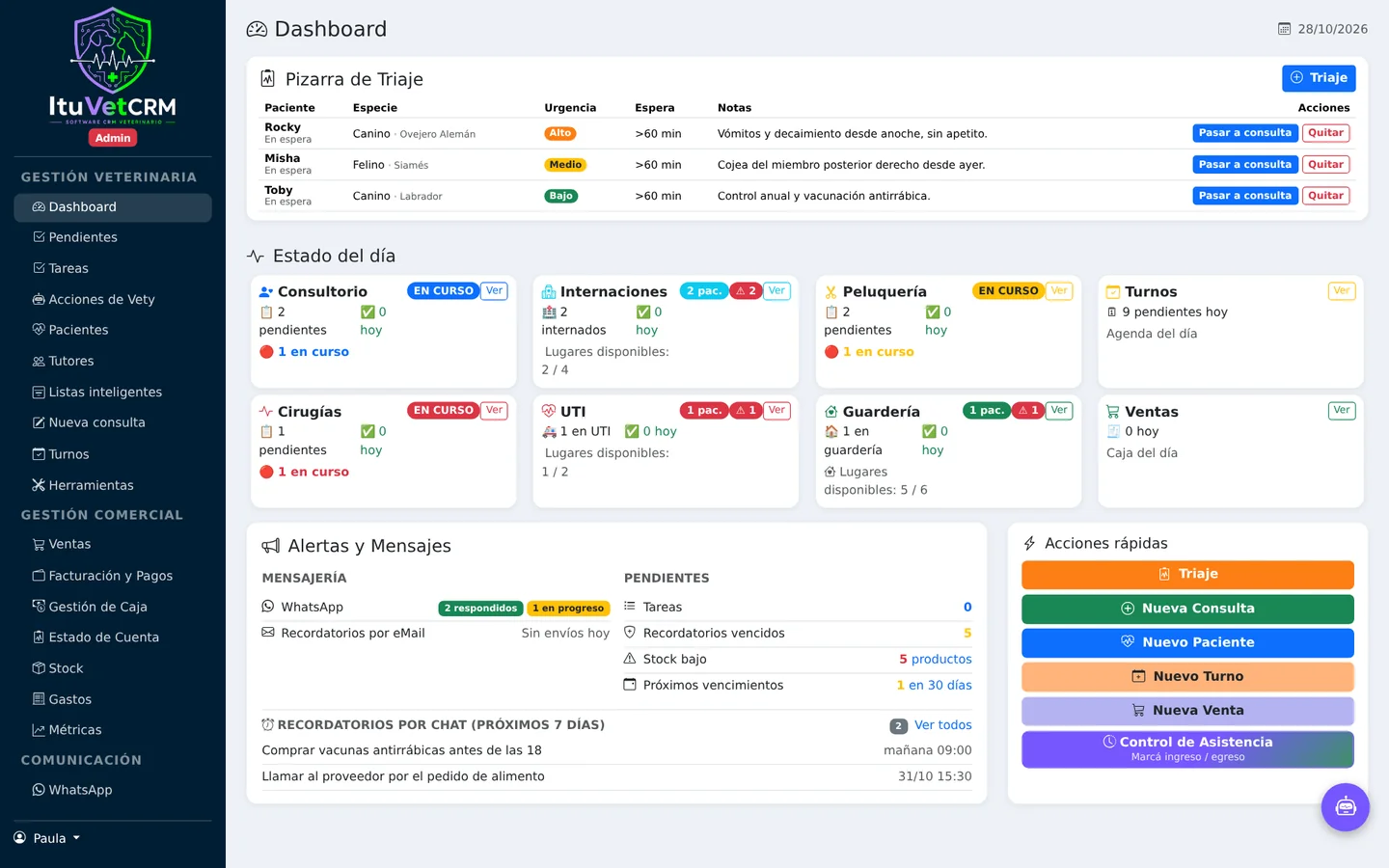 Dashboard ItuVetCRM
